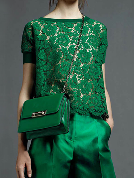 

Loose Crew Neck Short sleeve Urban Shirt, Green, Blouses and Shirts