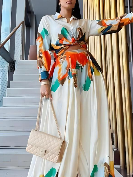 

Floral Shirt Collar Elegant Blouse, As picture, Blouses and Shirts