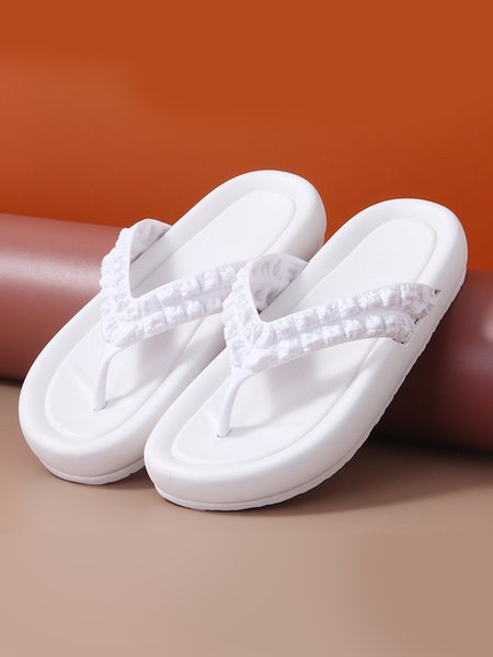 

Beach Vacation Waterproof Flip Flops, White, Flats