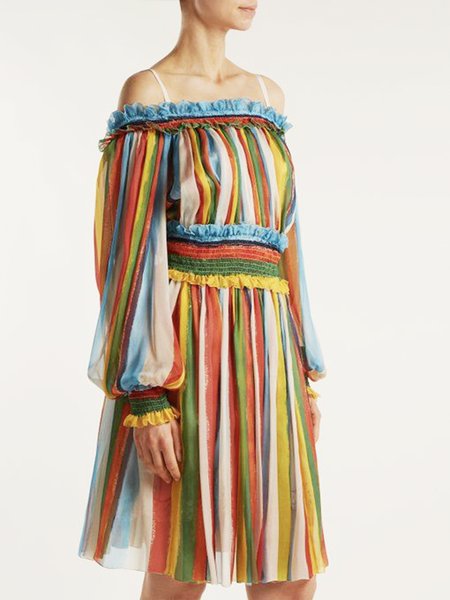 

Long sleeve Elegant Regular Fit Chiffon Dress, Yellow, Mini Dresses