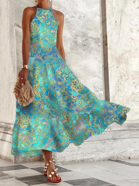 

Plus Size Ethnic Vacation Jersey Dress, Green, Dresses