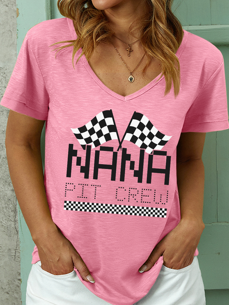 

Lilicloth X Jessanjony NANA Pit Crew Women’s Text Letters Cotton Casual T-Shirt, Pink, T-shirts