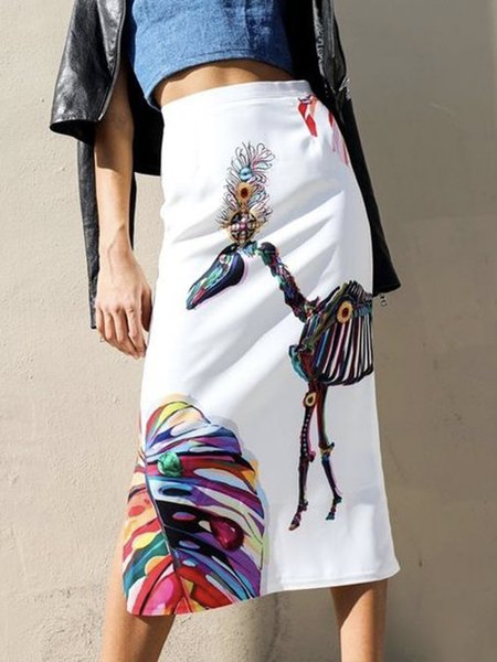 

Daily Elegant Animal Regular Fit Skirt, White, Skirts
