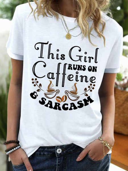 

Lilicloth X Ana This Girl Runs On Caffeine & Sarcasm Women’s Casual Cotton T-Shirt, White, T-shirts