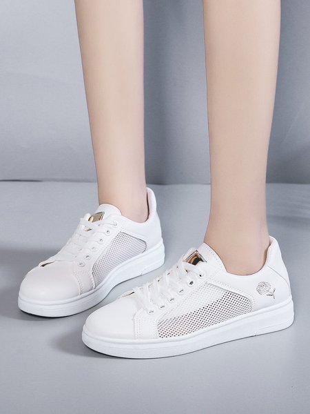 

Rose Embroidered Graphic Breathable Mesh Casual Sneakers, Golden, Sneakers