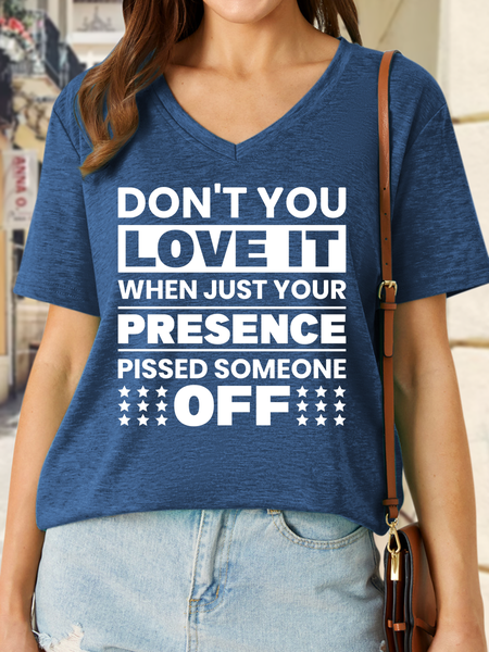 

Lilicloth X Jessanjony Don't You Love It When Just Your Presence Pissed Someone Off Women’s Text Letters Crew Neck Casual T-Shirt, Blue, T-shirts