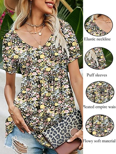 

Loose Vacation V Neck Shirt, Yellow, Shirts & Blouses