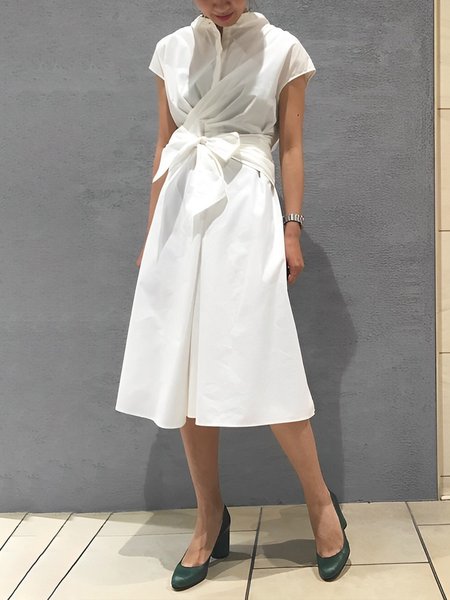 

Loose Urban Plain Stand Collar Dress, White, Midi Dresses