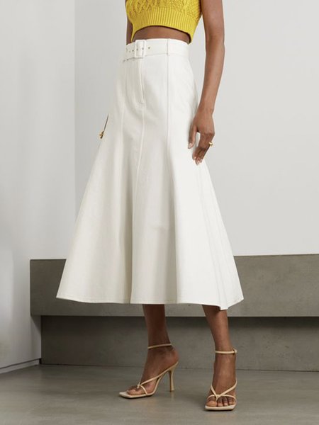 

Daily Regular Fit Plain Elegant Skirt, White, Skirts