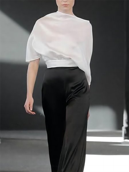 

Plain Casual Regular Fit Asymmetrical Shirt, White, Blouses and Shirts