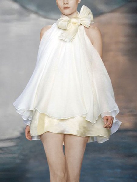 

Elegant Loose Sleeveless Halter Shirt, White, Blouses and Shirts