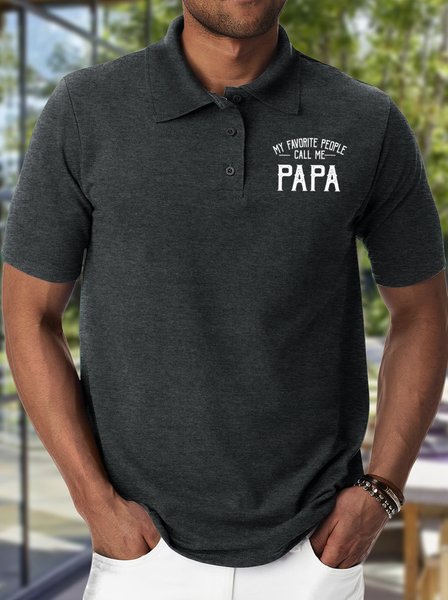

Men's My Favorite People Call Me Papa Funny Graphic Printing Text Letters Casual Polo Collar Regular Fit Polo Shirt, Deep gray, T-shirts