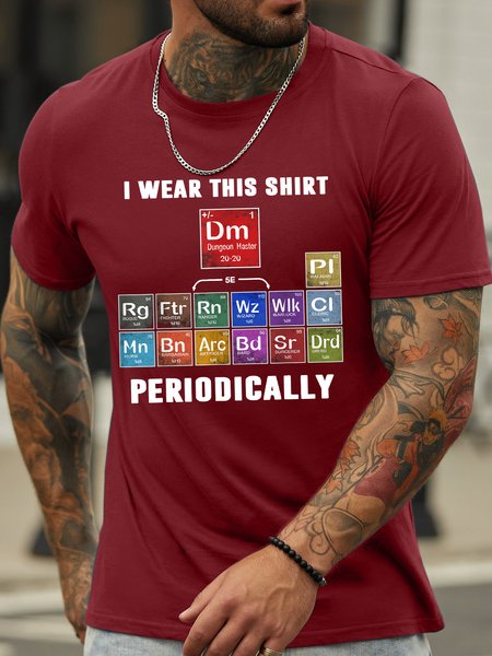 

Men’s I Wear This Shirt Periodically Casual Crew Neck Text Letters T-Shirt, Red, T-shirts
