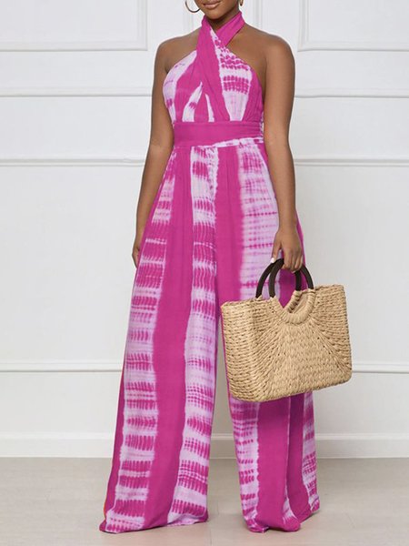 

Regular Fit Abstract Stripes Elegant Jumpsuit, Rose red, Jumpsuits