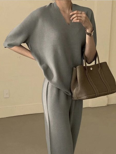 

Plus Size Plain Regular Fit Urban Acrylic Sweater, Gray, Plus Tops