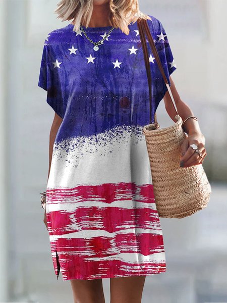 

Women's Independence Day Flag Casual Dress, Blue, Dresses