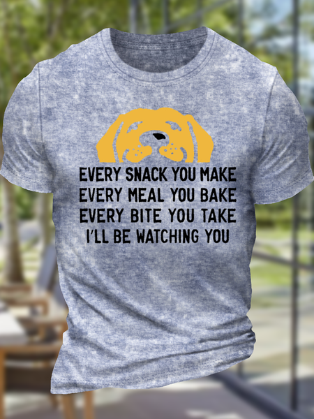 

Men's Every Snack You Make I Will Be Watching You Funny Graphic Printing Text Letters Crew Neck Regular Fit Casual T-Shirt, Blue, T-shirts
