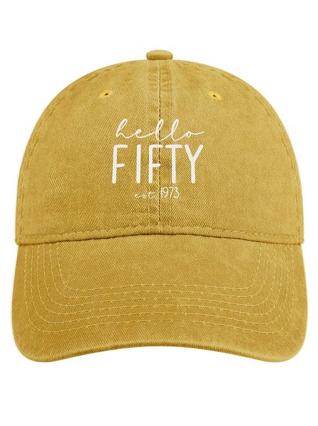 

Men's /Women's Hello Fifty Eat 1973 Graphic Printing Regular Fit Adjustable Denim Hat, Yellow, Men's Hats