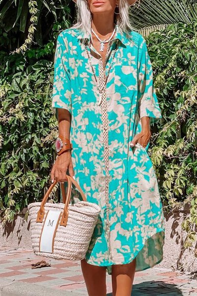women's summer casual vacation dress, Blue, Dresses