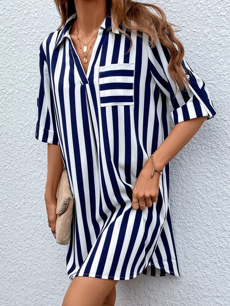 

Striped Casual Loose Dress, Dark blue, Dresses