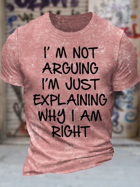 

Men's I Am Arguing I Am Just Explaining Why I Am Right Funny Graphic Printing Casual Text Letters Crew Neck Regular Fit T-Shirt, Red, T-shirts