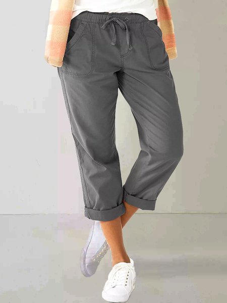 

women's summer casual trousers, Gray, Pants