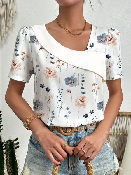 

Casual Floral Others Blouse, White, Blouses