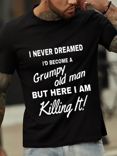 

Grumpy Old Man Graphic Tee Short Sleeve Crew Neck T Shirt, Black, T-shirts