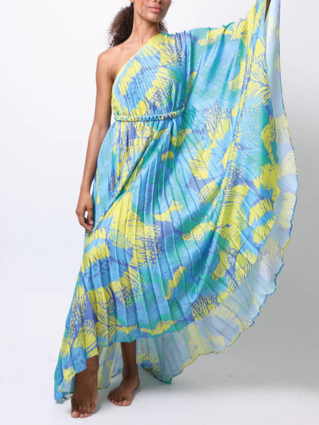 

Party Floral Elegant Regular Fit Dress, Blue, Maxi Dresses