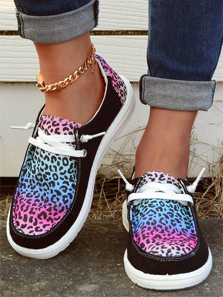 

Women's Iridescent Leopard Pattern Loafers Comfortable & Lightweight Ladies Shoes, As picture, Sneakers