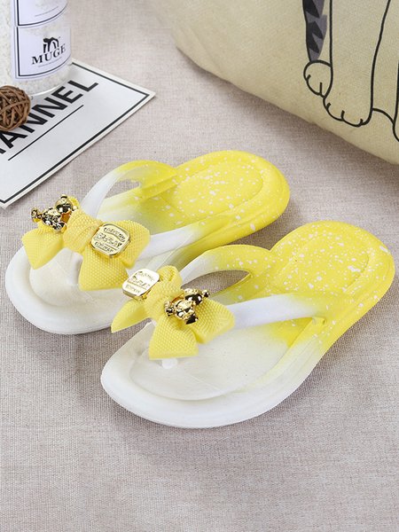 

Beach Vacation Bowknot Waterproof Gradient Slippers, Yellow, Flats
