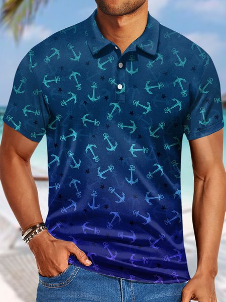

Men’s Vacation Anchors Polo Collar Casual Regular Fit Polo Shirt, As picture, T-shirts