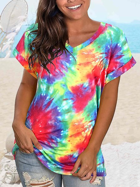 

Women's Tie Dye Casual T-Shirt, As picture, T-shirts