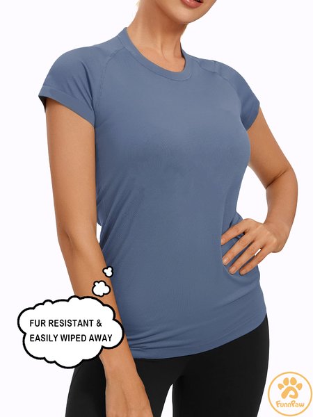 

Lilicloth X Funnpaw Fur Resistant Regular Fit Casual T-Shirt, Blue, T-shirts