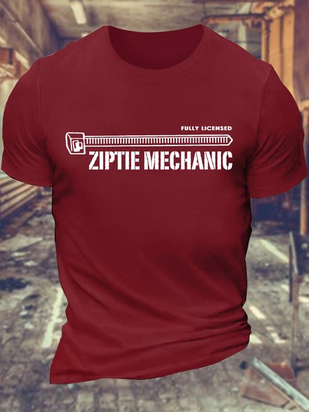 

Men’s Zip Tie Mechanic Fully Licensed Crew Neck Casual T-Shirt, Red, T-shirts