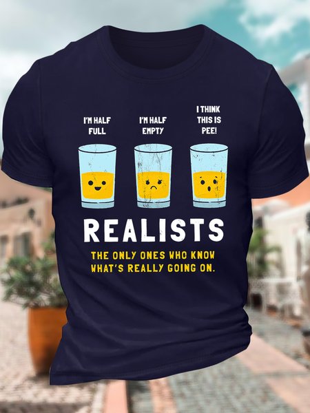 

Men’s Realists The Only Ones Who Know What’s Really Going On Casual Crew Neck Regular Fit T-Shirt, Deep blue, T-shirts
