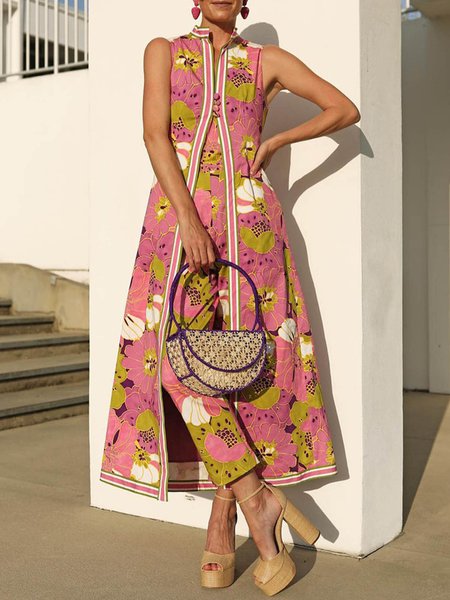 

Floral Regular Fit Vacation Jumpsuit, Pink, Jumpsuits