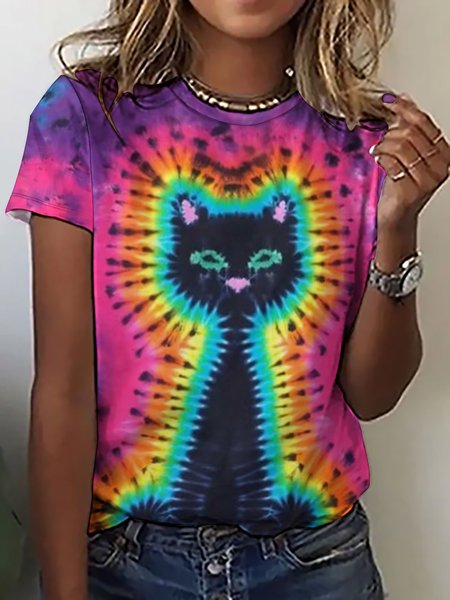 

Women's Tie Dye Print Casual T-Shirt, As picture, T-shirts