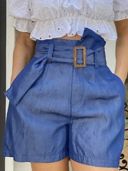 

Daily Plain Elegant Regular Fit Shorts, Blue, Shorts