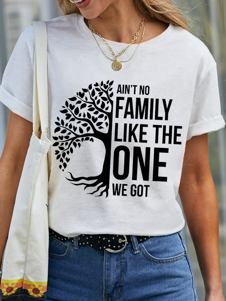 

Women‘s Funny Word Ain't No Family Like the One We Got Simple Loose Cotton T-Shirt, White, T-shirts
