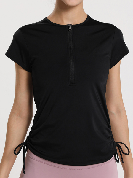

Casual Plain Loose Crew Neck T-Shirt, Black, T-Shirts