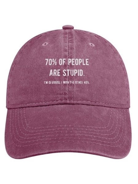 

Men's Funny 70% Of People Are Stupid I'm Obviously The Other 40% Adjustable Denim Hat, Red, Men's Hats