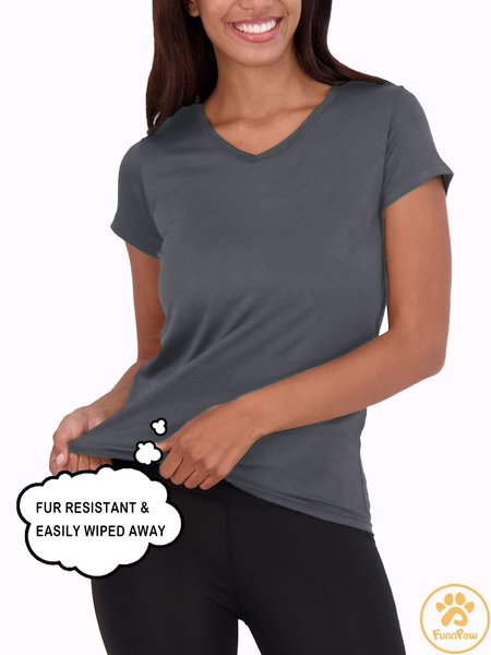 

Lilicloth X Funnpaw Fur Resistant V Neck T-Shirt, Gray, T-shirts