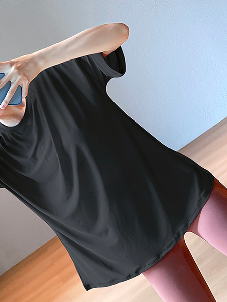 

Casual Crew Neck Cotton Loose T-Shirt, Black, T-Shirts
