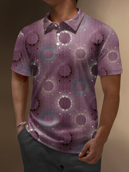 

Ombre Polka Dot Button Short Sleeve Polo Shirt, Light purple, Polo Shirts