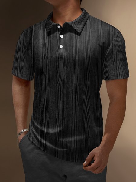 

Wood Grain Button Short Sleeve Polo Shirt, Black, Polo Shirts