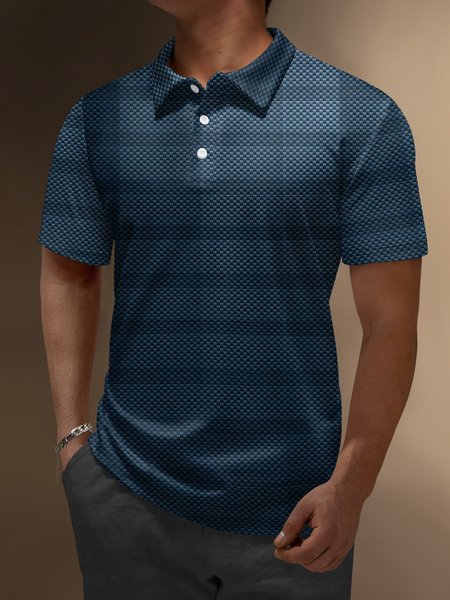 

Dark Geometric Button Short Sleeve Polo Shirt, Blue, Polo Shirts