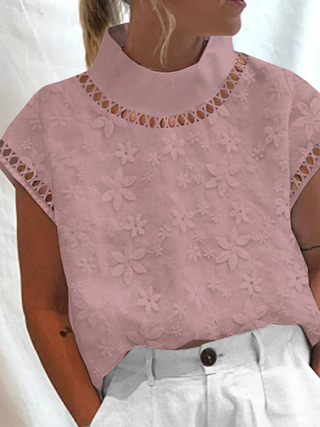 Loose Cotton And Linen Floral Linen Shirt, Pink, Shirts & Blouses
