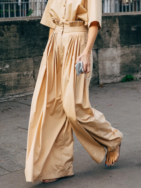 

Urban Plain Fashion Long Pants Wide leg pants, Khaki, Pants
