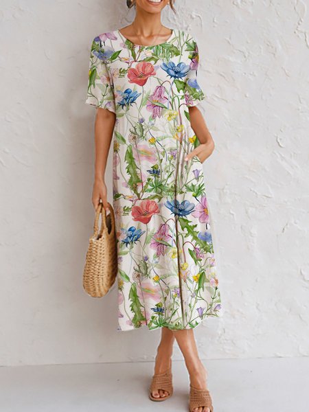 

Ladies Floral Loose Summer Dress, Multicolor, Dresses